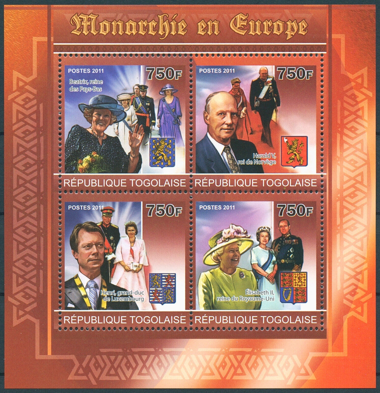 Togo 2011 MNH Royalty Stamps Queen Elizabeth II Beatrix King Harold V 4v M/S II