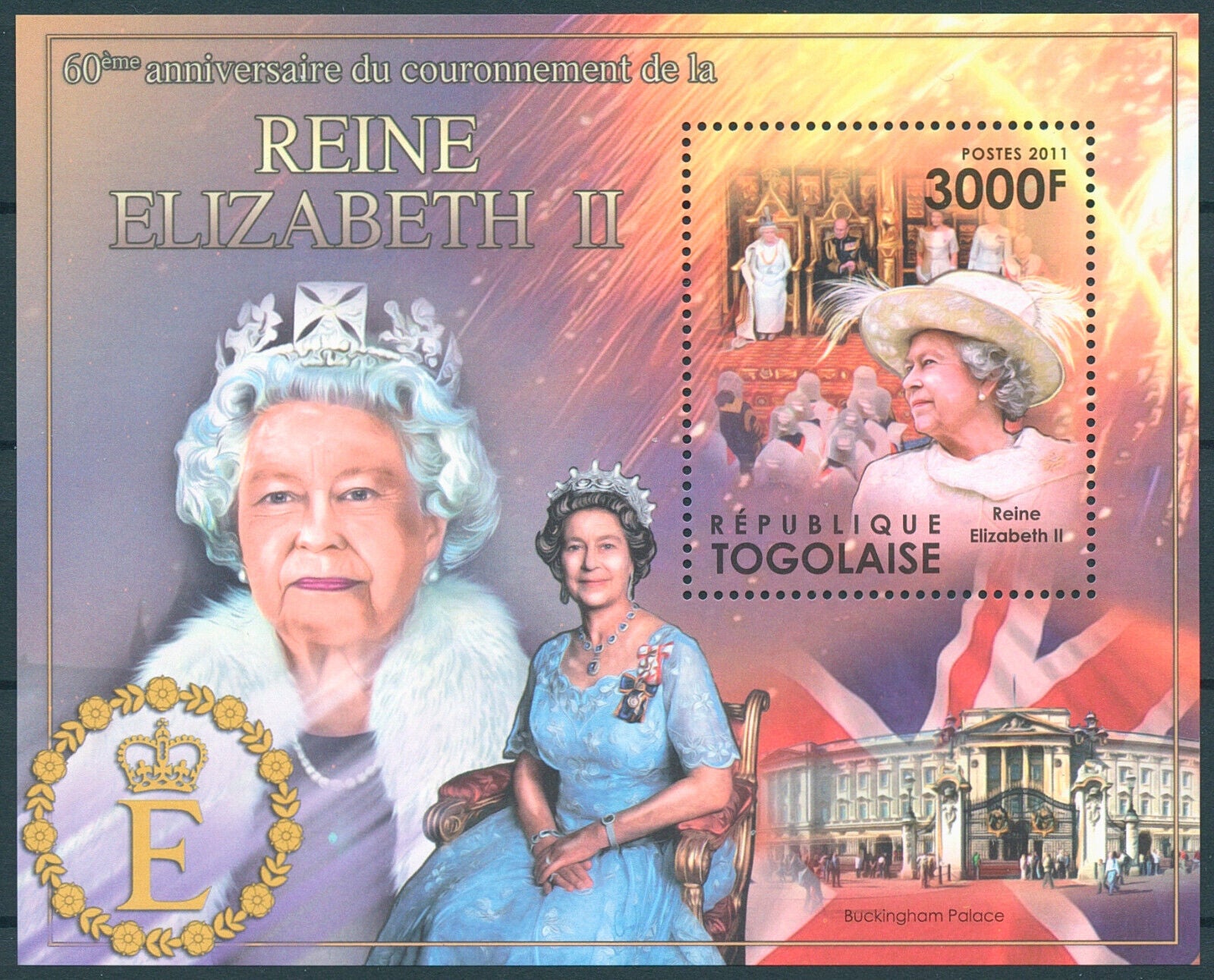 Togo 2011 MNH Royalty Stamps Queen Elizabeth II 60th Coronation Anniv 1v S/S