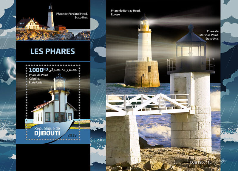 Djibouti 2019 MNH Lighthouses Stamps Point Cabrillo Lighthouse 1v S/S