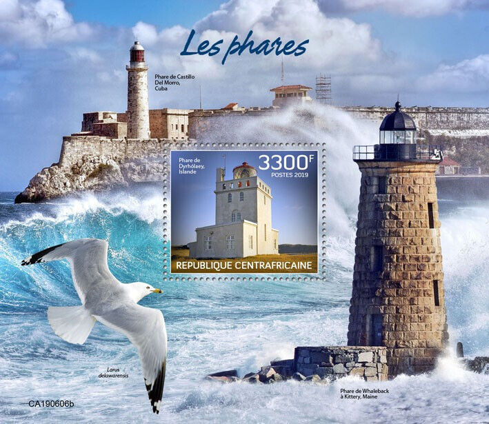 Central African Rep 2019 MNH Lighthouses Stamps Dyrholaey Lighthouse 1v S/S