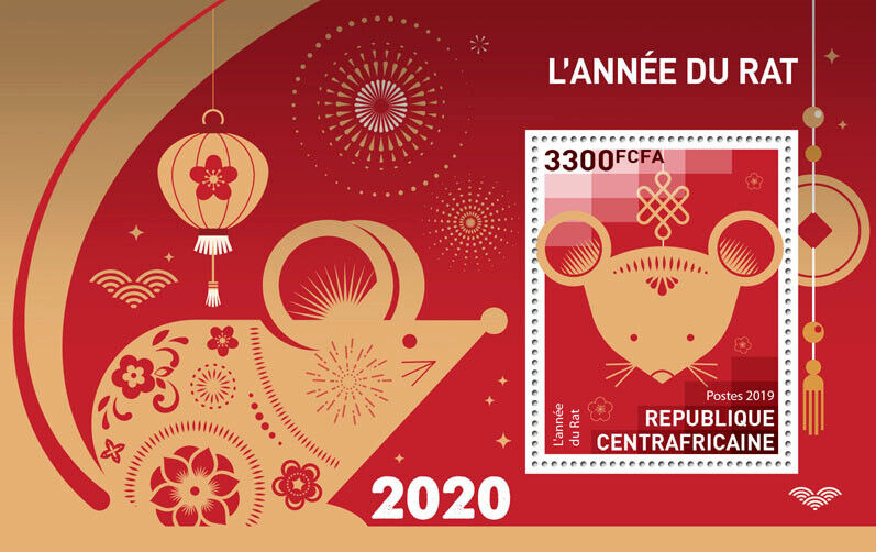 Central African Rep 2019 MNH Year of Rat Stamps Chinese Lunar New Year 1v S/S