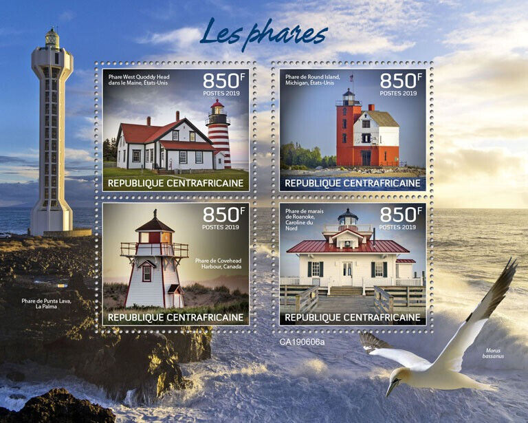 Central African Rep 2019 MNH Lighthouses Stamps Covehead Lighthouse 4v M/S