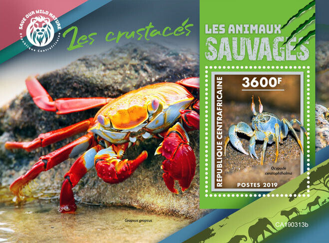 Central African Rep 2019 MNH Crustaceans Stamps Crabs Lobsters 1v S/S