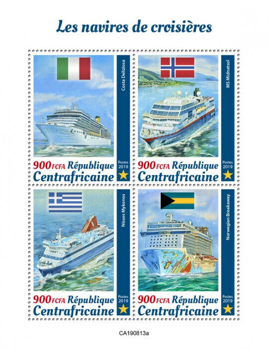 Central African Rep 2019 MNH Cruise Ships Stamps MS Midnatsol Nautical 4v M/S