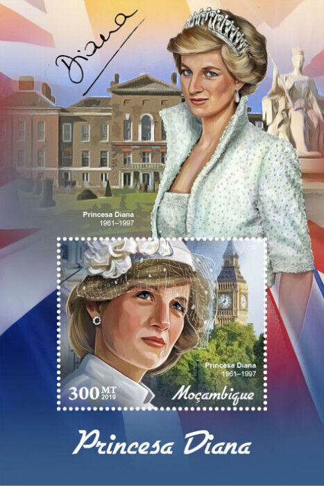 Mozambique 2019 MNH Royalty Stamps Princess Diana Big Ben 1v S/S