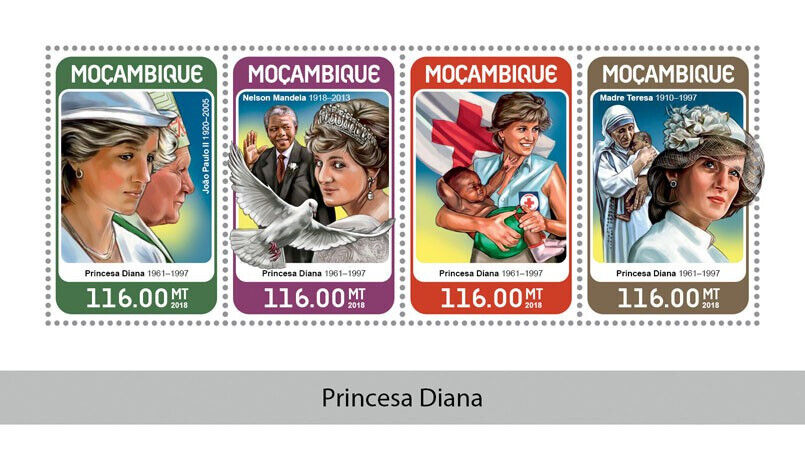 Mozambique 2018 MNH Royalty Stamps Princess Diana Mother Teresa Red Cross 4v M/S