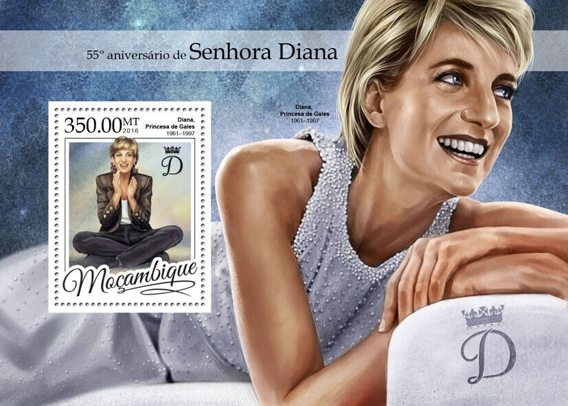 Mozambique 2016 MNH Royalty Stamps Princess Diana Famous People 1v S/S