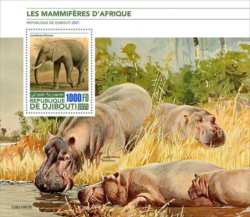 Djibouti 2021 MNH Wild Animals Stamps African Mammals Elephants Fauna 1v S/S