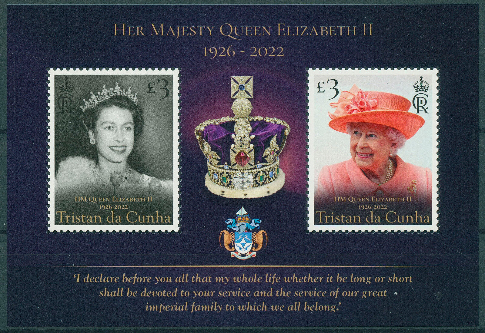 Tristan da Cunha 2023 MNH Royalty Stamps Queen Elizabeth II Memorial 2v M/S