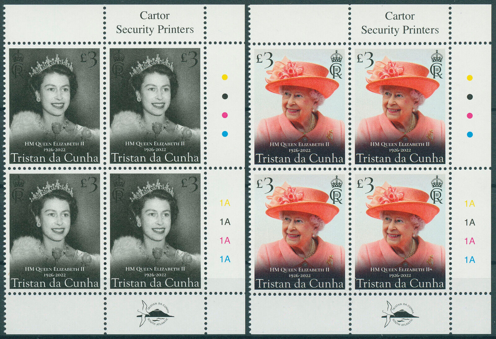 Tristan da Cunha 2023 MNH Royalty Stamps Queen Elizabeth II Memorial 2x 4v Block