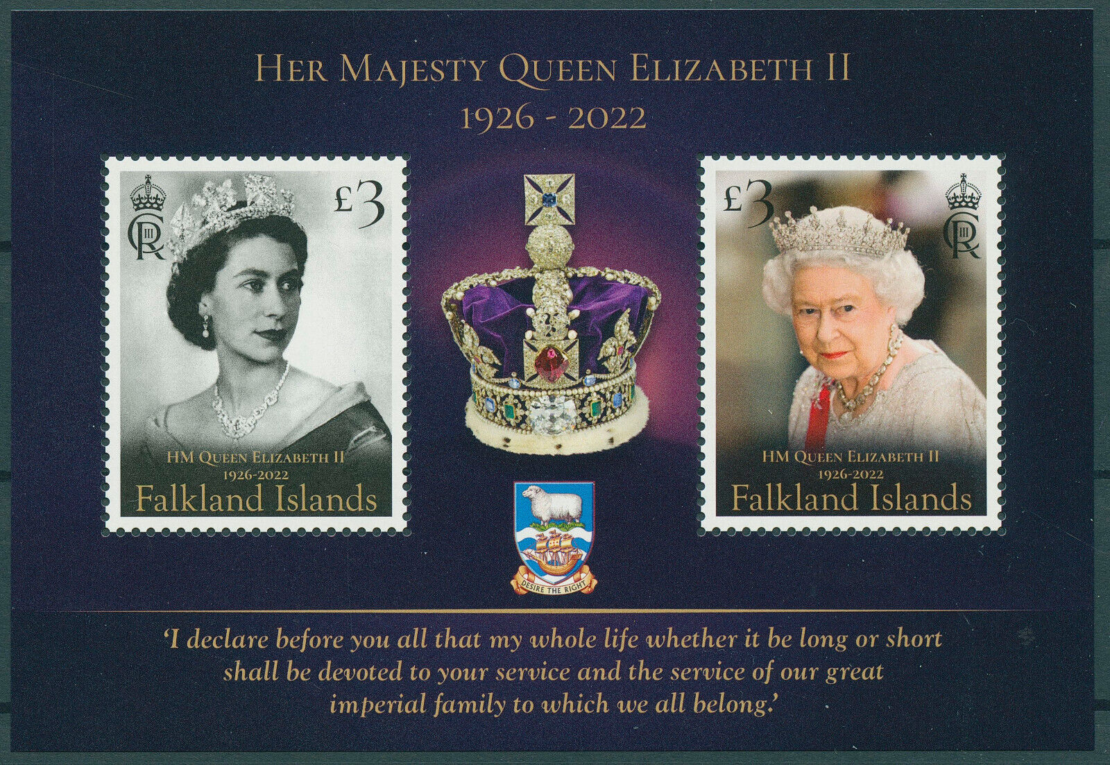 Falkland Islands 2023 MNH Royalty Stamps Queen Elizabeth II Memorial 2v M/S