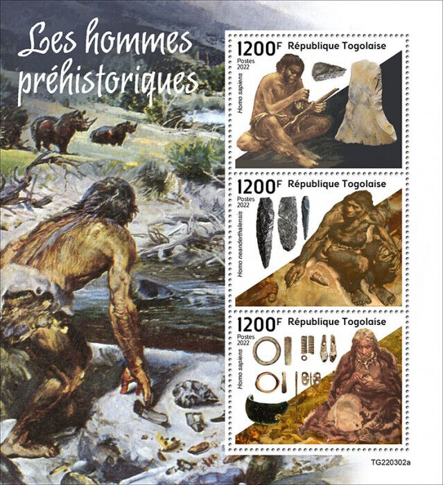 Togo 2022 MNH Prehistoric Humans Stamps Man Homo Sapiens 3v M/S