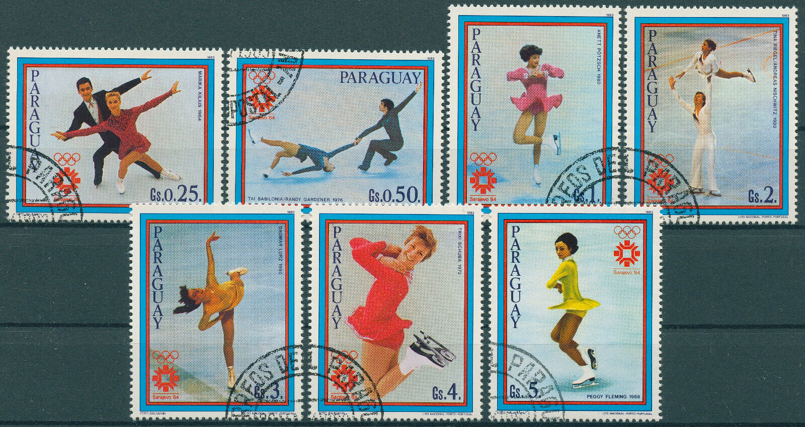 Paraguay 1983 CTO Winter Olympics Stamps Sarajevo '84 Figure Skating 7v Set