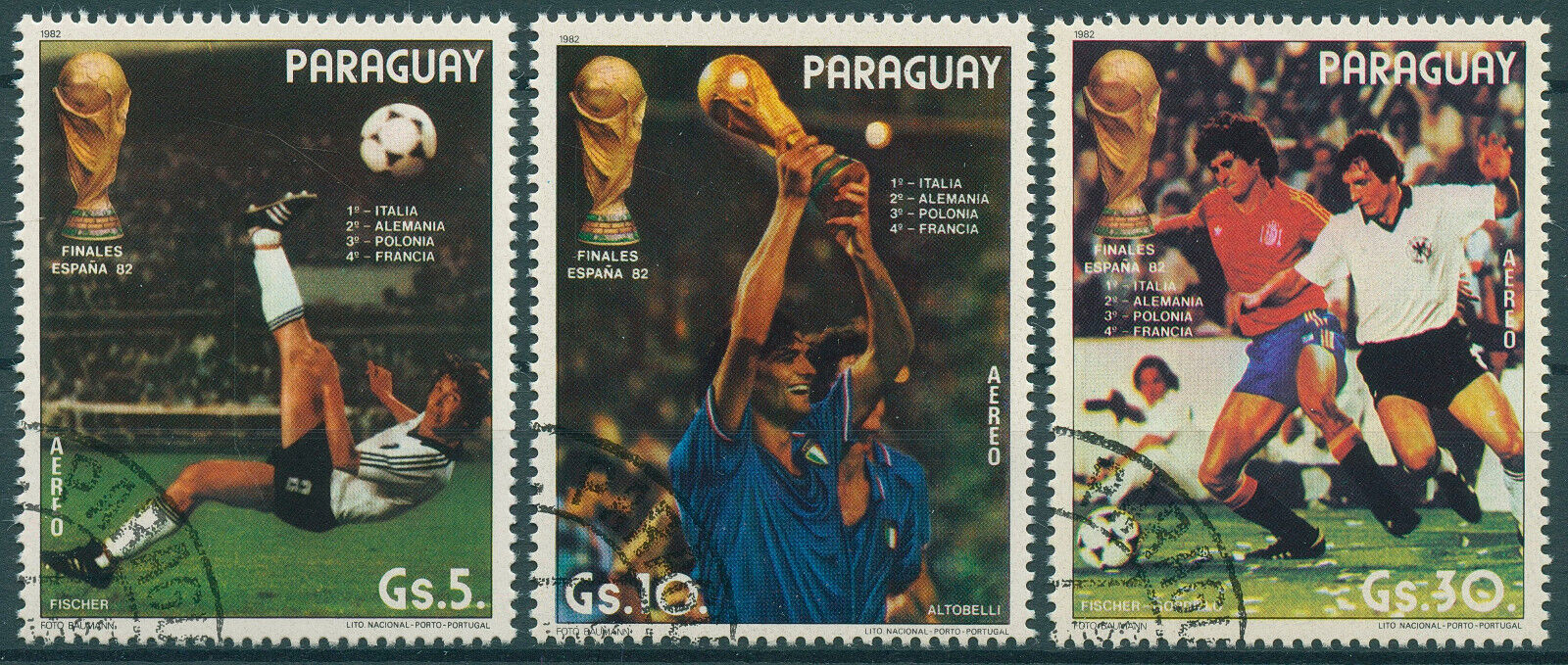 Paraguay 1982 CTO Sports Stamps Football World Cup Spain '82 Soccer 3v Set
