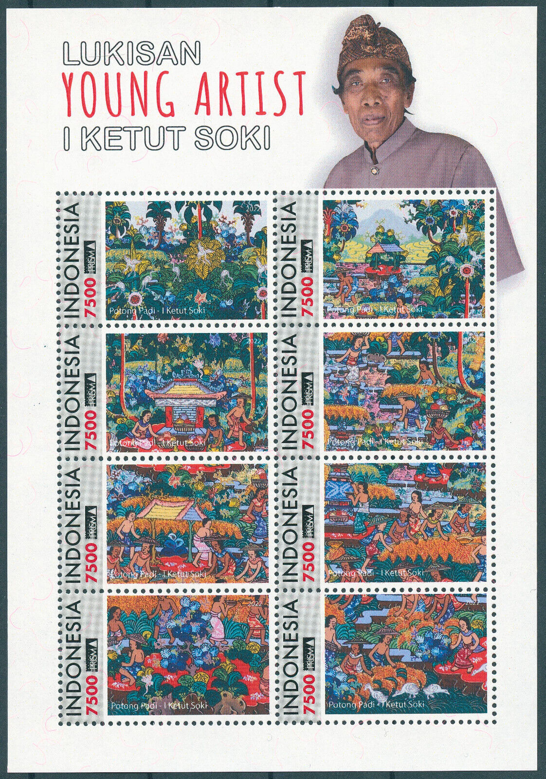 Indonesia 2022 MNH Art Stamps Young Artist I Ketut Soki Paintings 8v M/S