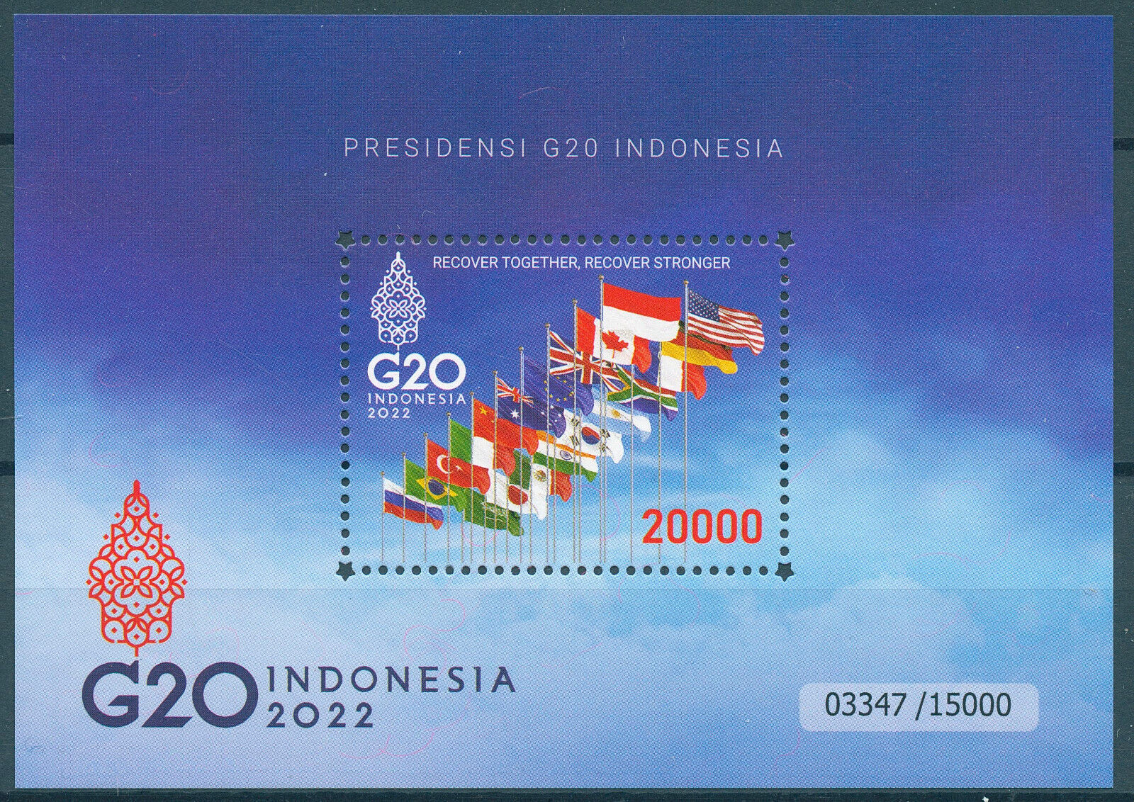 Indonesia 2022 MNH Flags Stamps G20 Bali Summit Presidency 1v M/S
