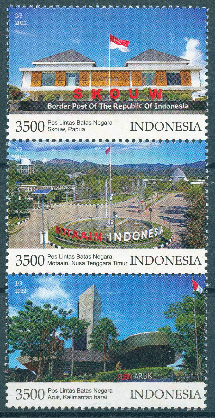 Indonesia 2022 MNH Architecture Stamps Cross Border Posts Tourism 3v Strip