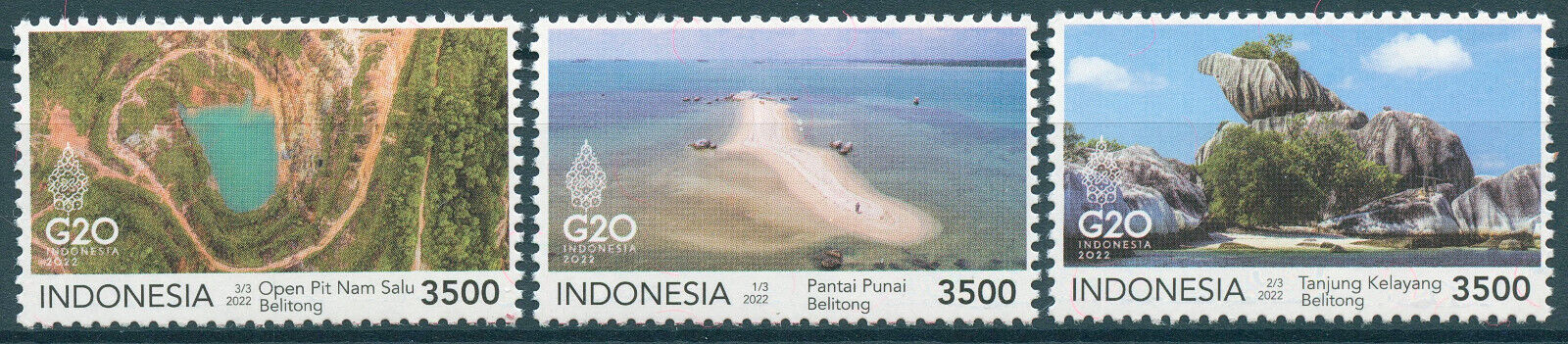 Indonesia 2022 MNH Landscapes Stamps Belitong UNESCO Global Geopark 3v Set