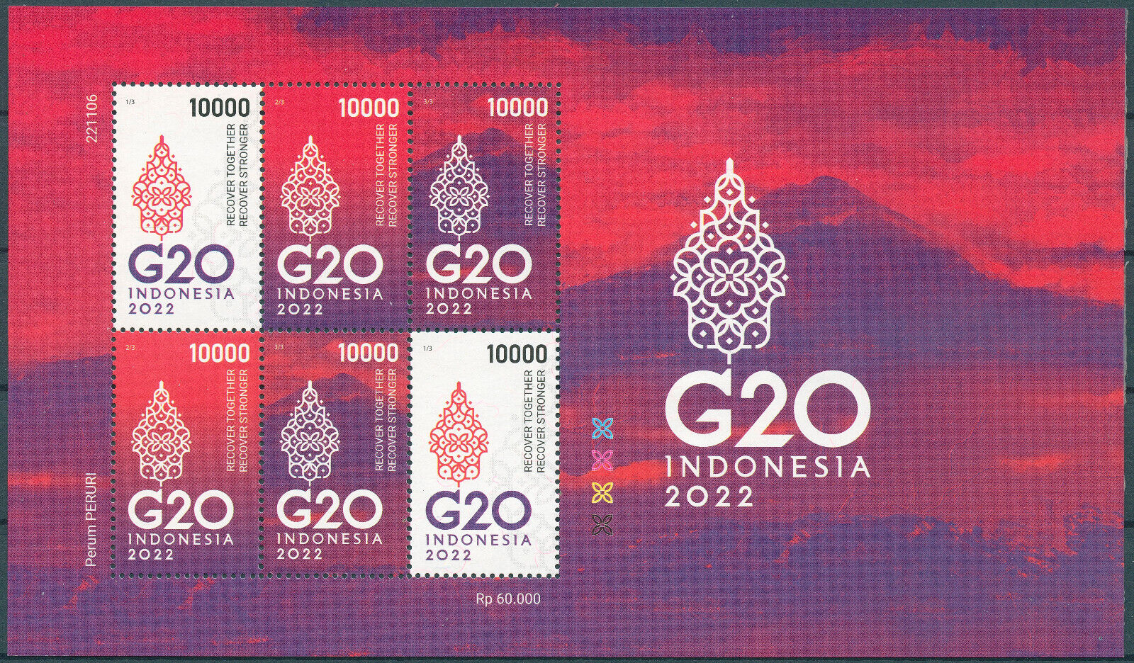 Indonesia 2022 MNH Stamps G20 Bali Summit Recover Together 6v M/S