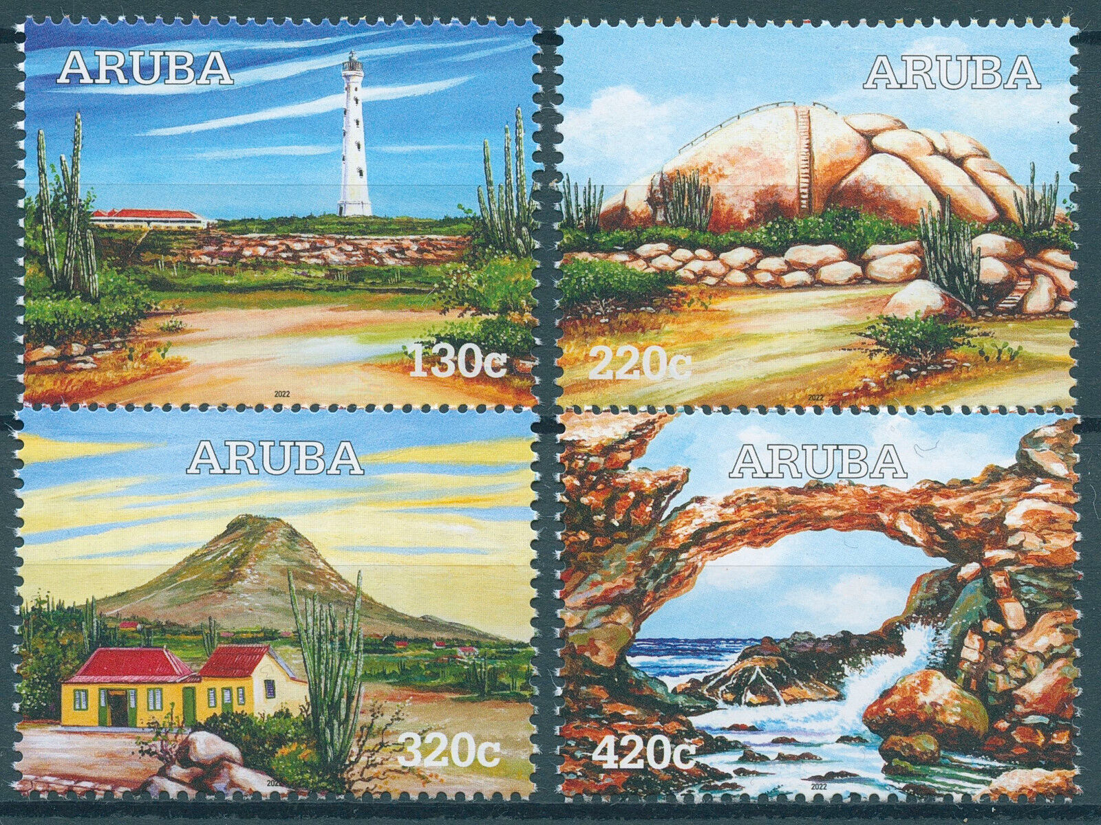 Aruba 2022 MNH Landscapes Stamps Lighthouses Mountains Architecture 4v Set