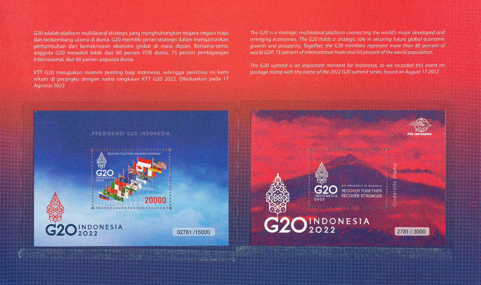 Indonesia 2022 MNH Stamps G20 Bali Summit 6v M/S + 2x 1v S/S Special Pack