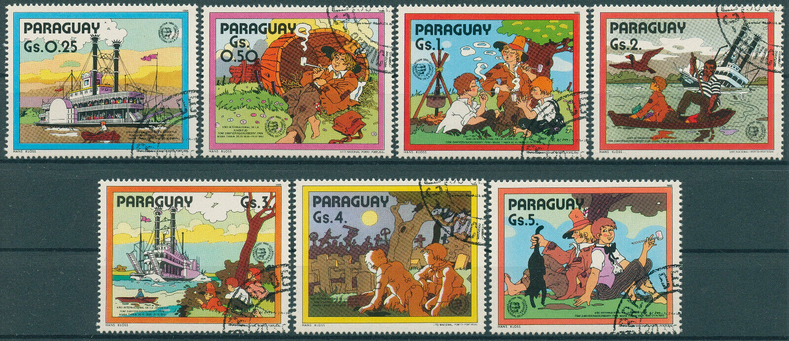 Paraguay 1985 CTO Writers Stamps Intl Youth Year Mark Twain Ships 7v Set