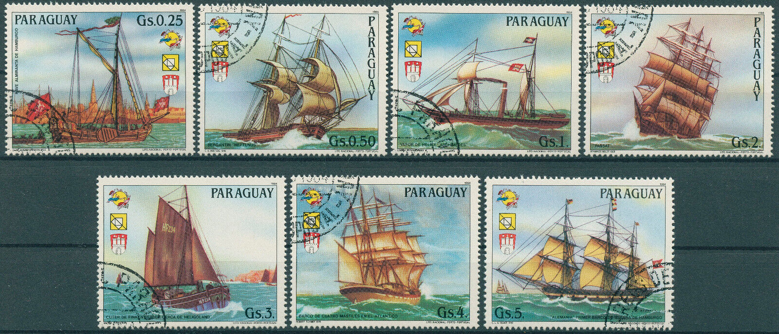 Paraguay 1984 CTO Tall Ships Stamps Sailing Vessels UPU Congress Nautical 7v Set