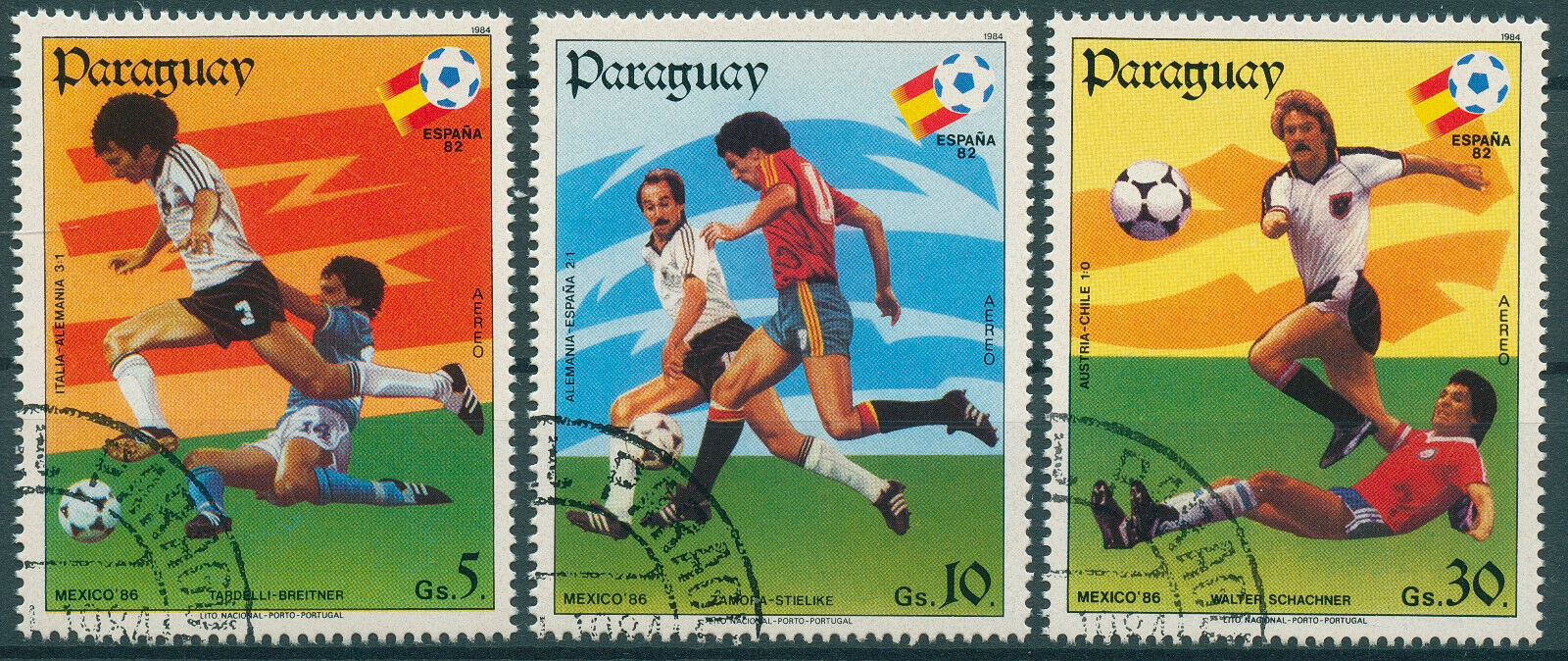Paraguay 1984 CTO Sports Stamps Football World Cup Spain '82 Soccer 3v Set