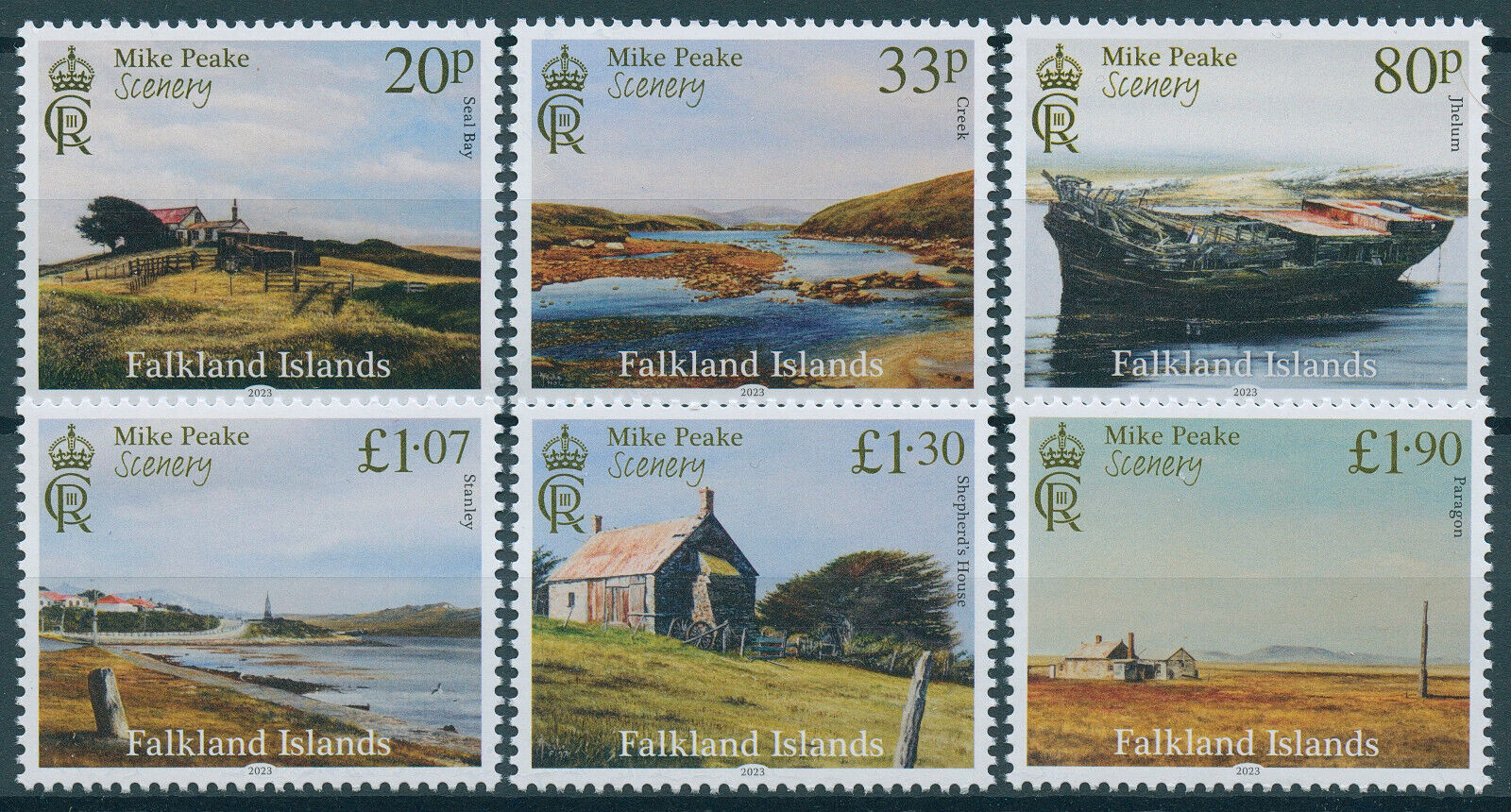 Falkland Islands 2023 MNH Landscapes Stamps Mike Peake Paintings Scenery 6v Set