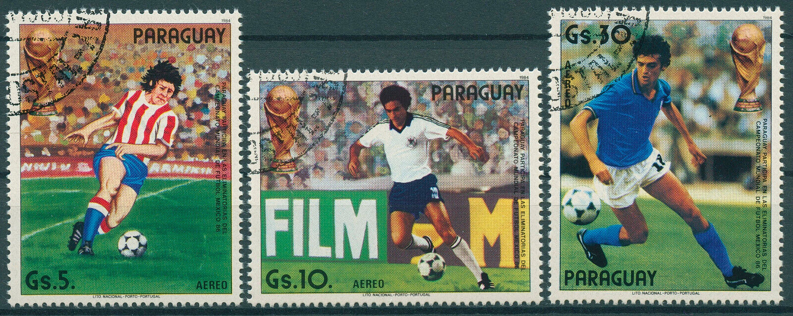 Paraguay 1985 CTO Football Stamps World Cup Preliminary Rounds Sports 3v Set