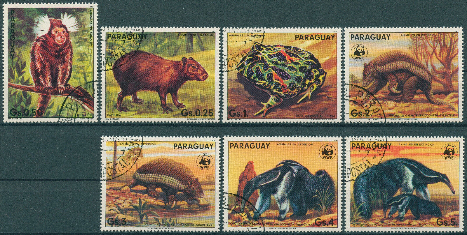 Paraguay 1985 CTO WWF Stamps Paraguayan Wild Animals Extinct Species 7v Set