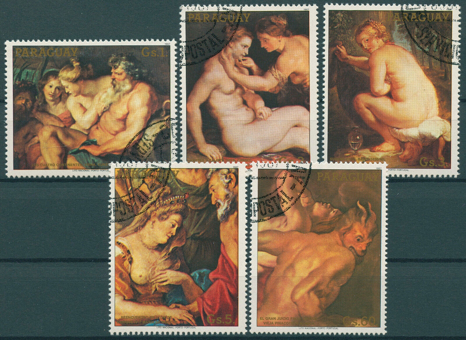 Paraguay 1989 CTO Art Stamps Peter Paul Rubens Nudes Nude Paintings 5v Set II