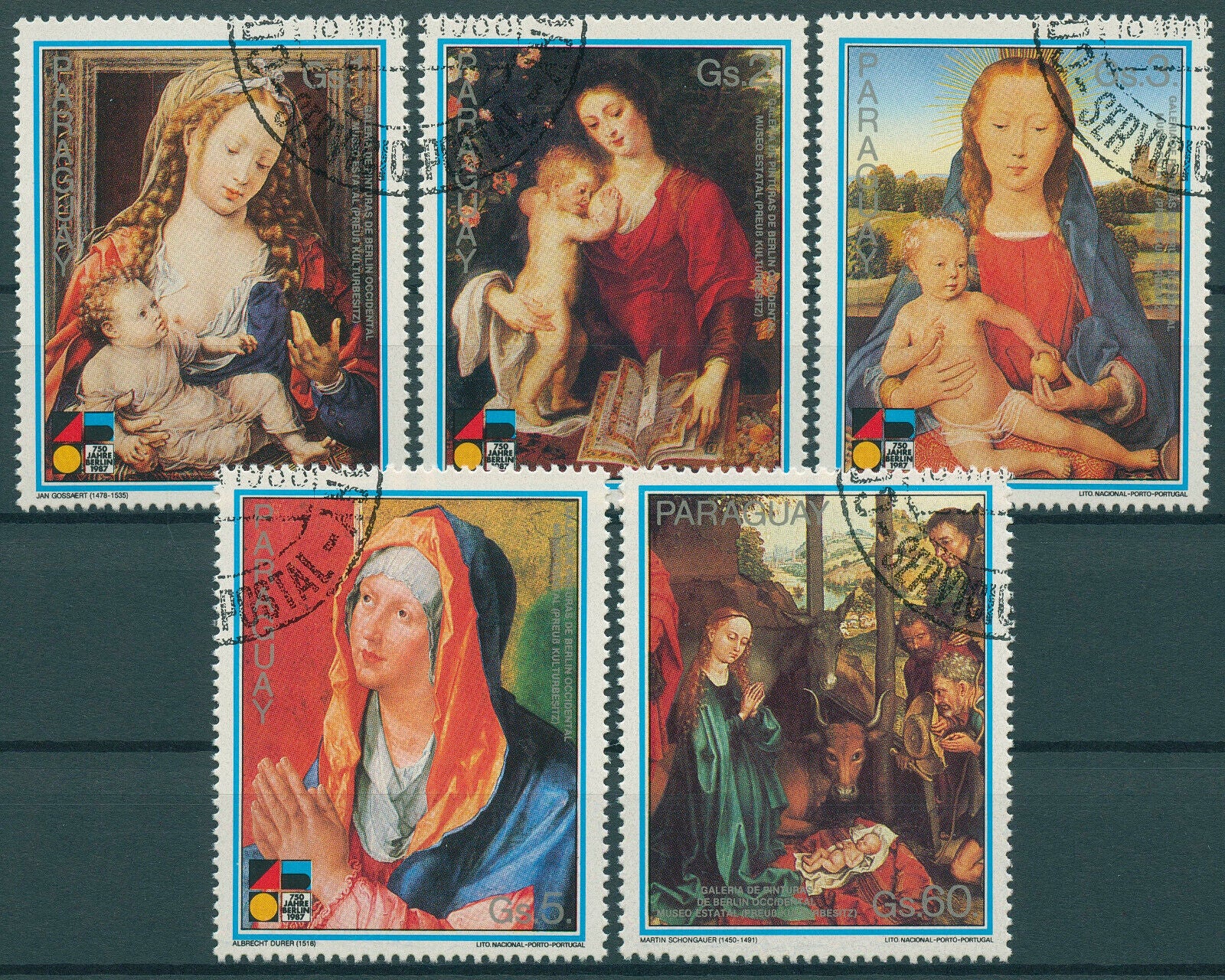 Paraguay 1988 CTO Art Stamps Painting West Berlin State Museum Madonna 5v Set