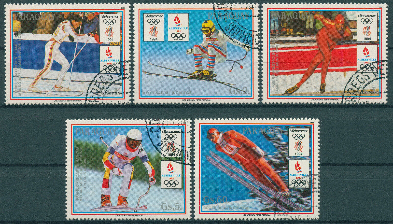 Paraguay 1989 CTO Olympics Stamps Winter Games Lillehammer Albertville 5v Set