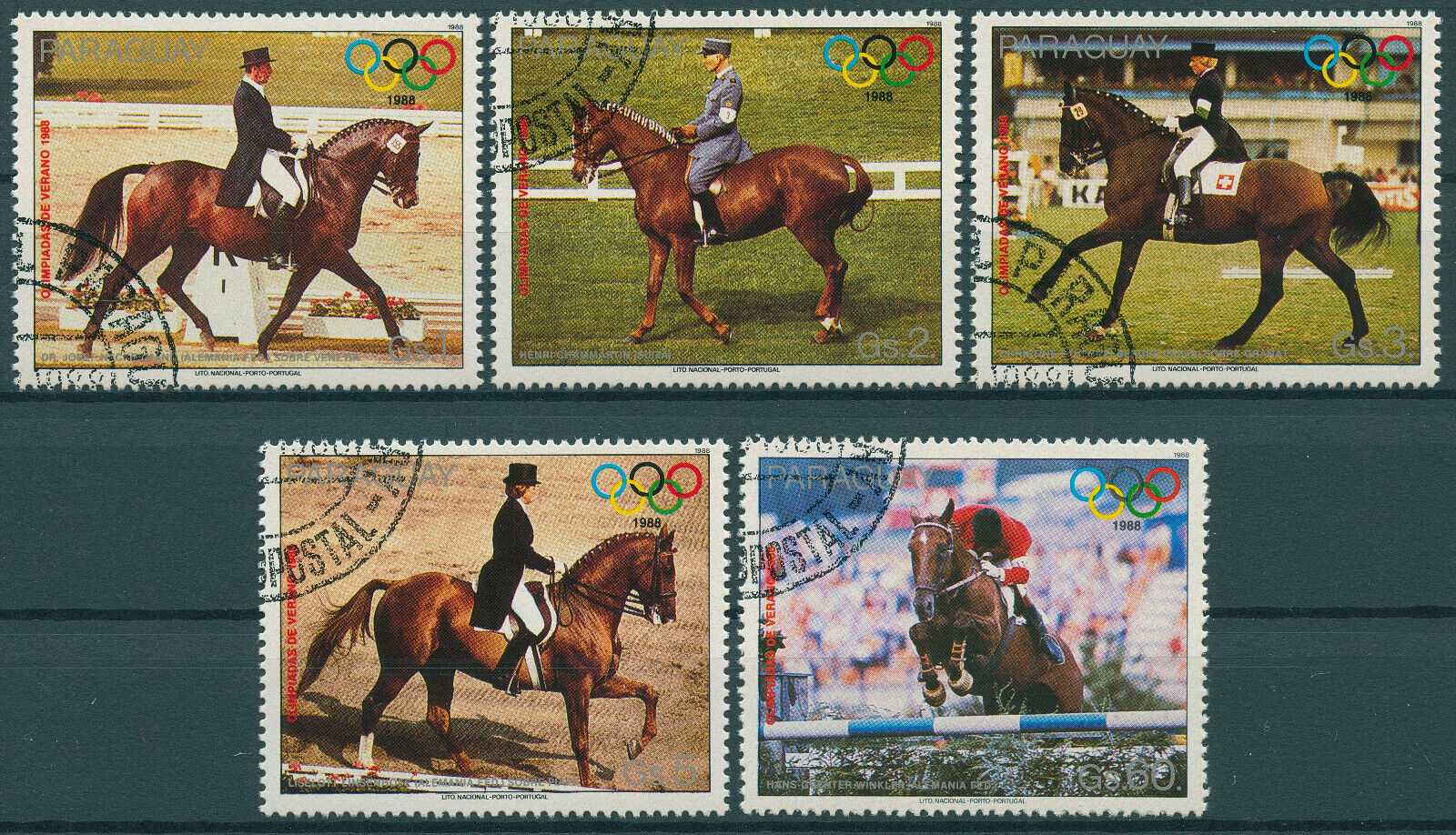 Paraguay 1988 CTO Olympics Stamps Summer Games Seoul 1988 Equestrian 5v Set