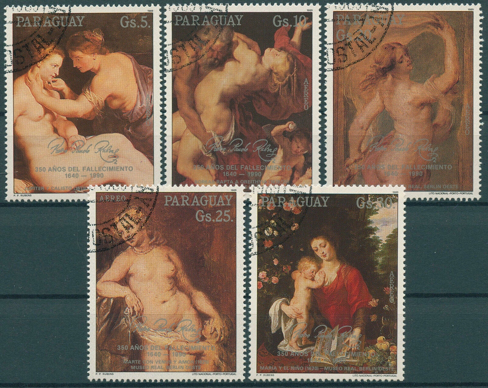 Paraguay 1989 CTO Art Stamps Peter Paul Rubens Nudes Nude Paintings 5v Set I