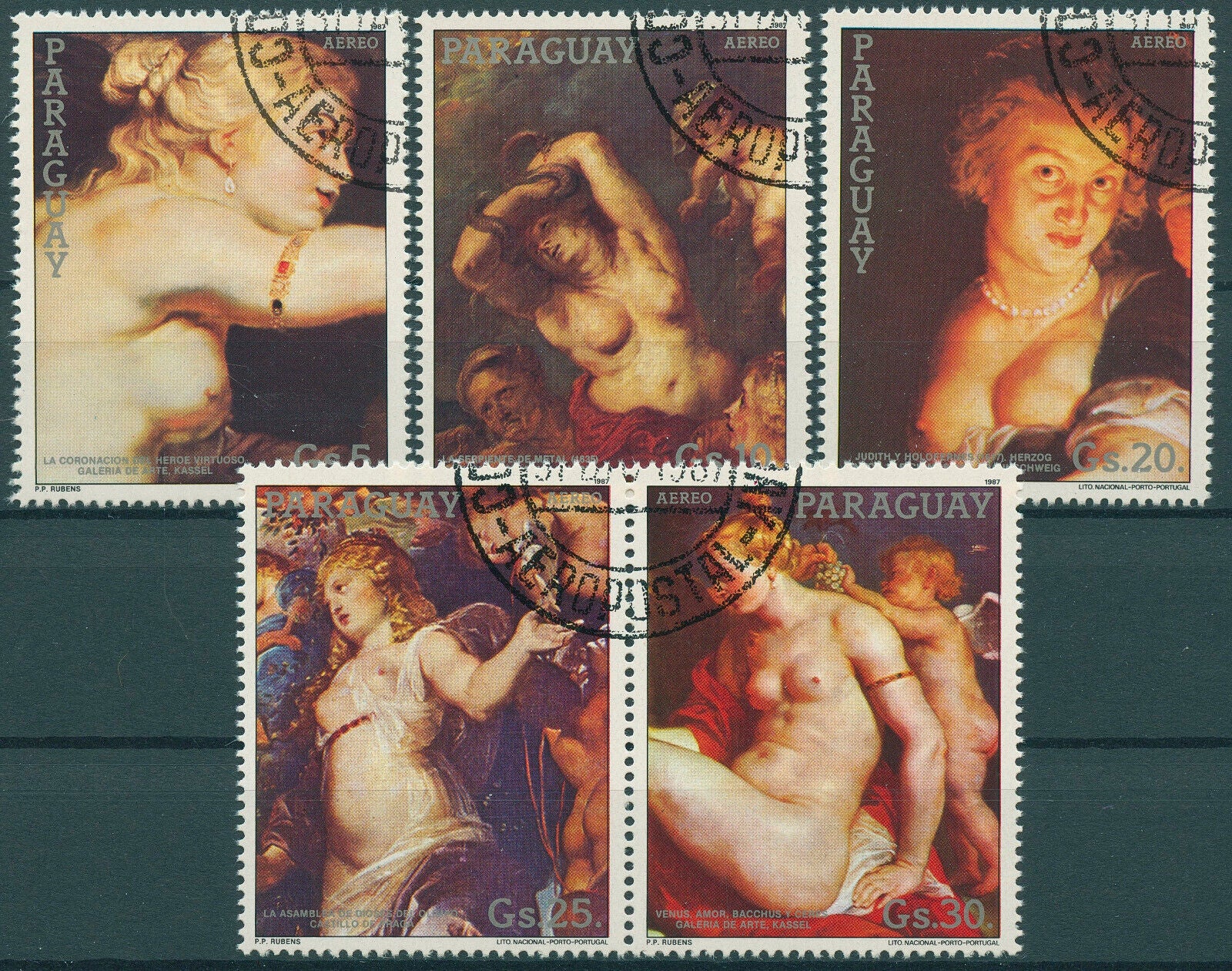Paraguay 1987 CTO Art Stamps Peter Paul Rubens Nudes Nude Paintings 5v Set