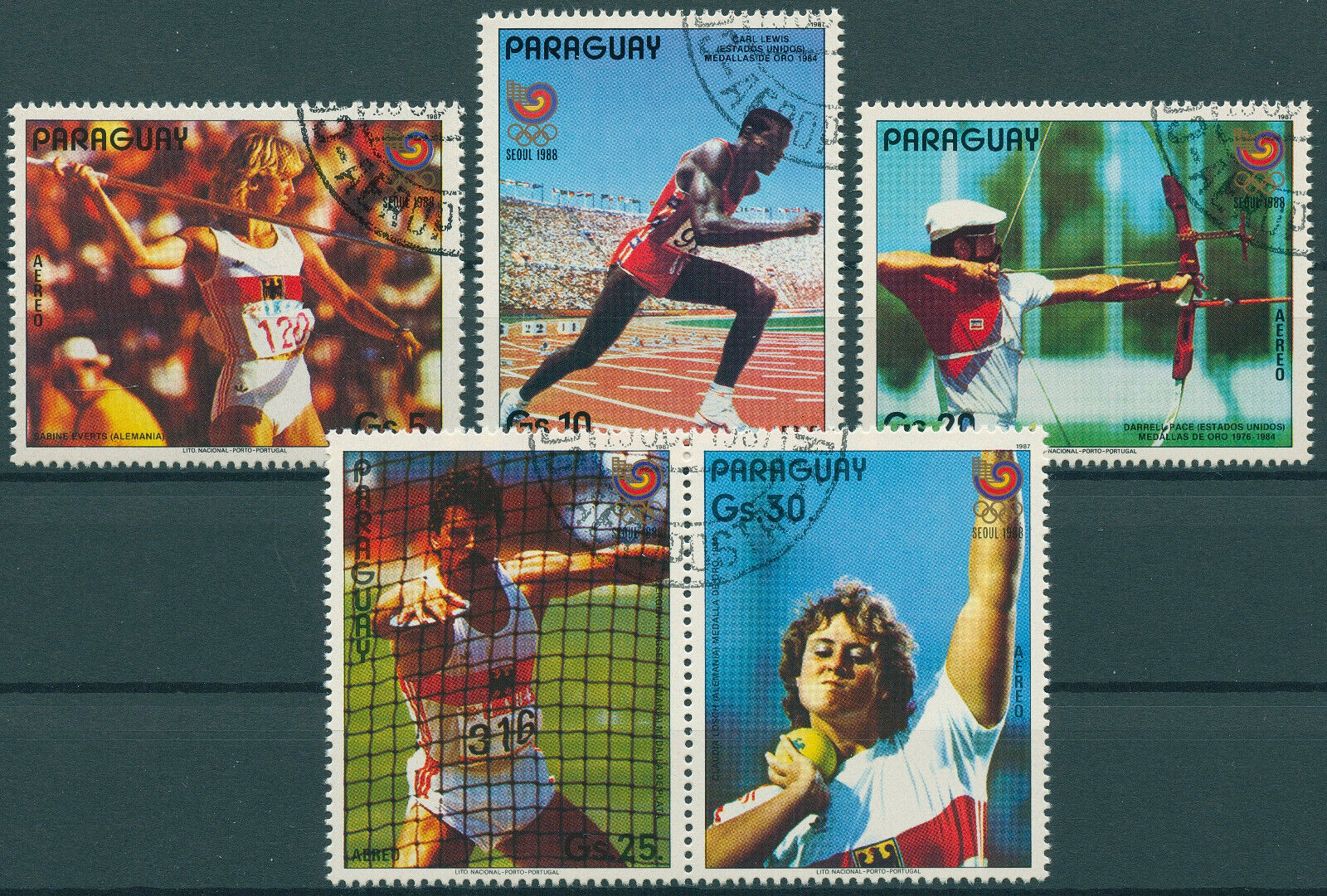 Paraguay 1987 CTO Olympics Stamps Summer Olympic Games Seoul 1988 Sports 5v Set
