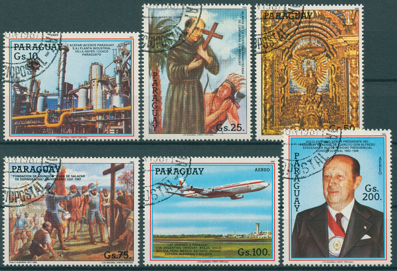 Paraguay 1987 CTO Historical Events Stamps Juan de Salazar Aviation 6v Set