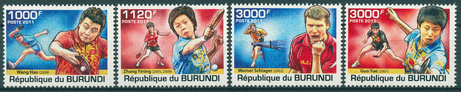 Burundi 2011 MNH Sports Stamps Table Tennis Champions Wang Hao Guo Yue 4v Set