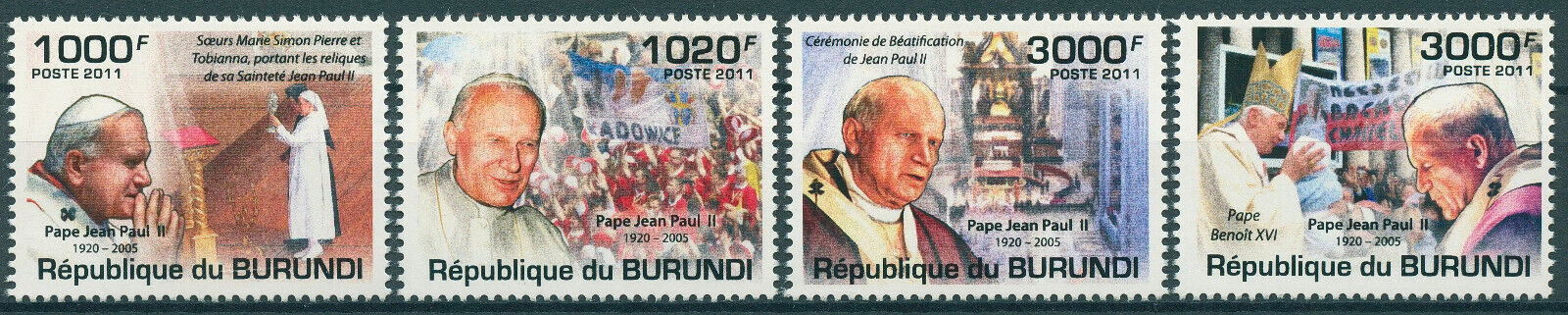 Burundi 2011 MNH Pope John Paul II Stamps Beatification Religion 4v Set