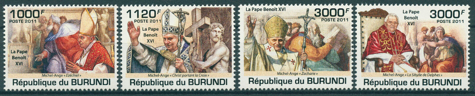 Burundi 2011 MNH Pope Benedict XVI Stamps Michelangelo Art Religion 4v Set