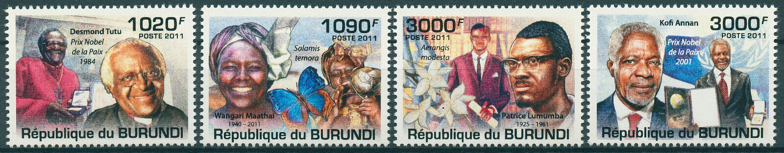 Burundi 2011 MNH Famous People Stamps Kofi Annan Desmund Tutu Lumumba 4v Set