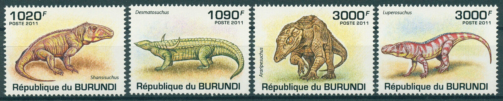 Burundi 2011 MNH Prehistoric Animals Stamps Crocodiles Reptiles 4v Set