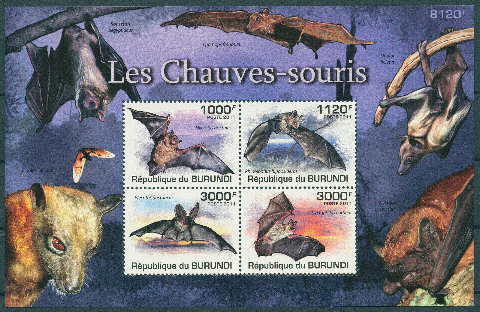 Burundi 2011 MNH Bats Stamps Flying Mammals Noctule Bat Wild Animals 4v Set
