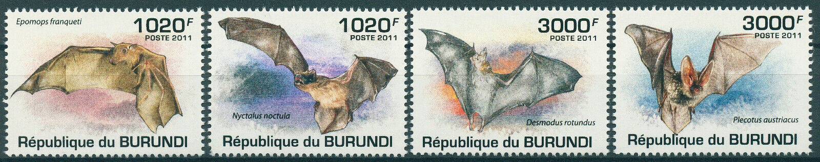 Burundi 2011 MNH Bats Stamps Flying Mammals Fruit Bat Wild Animals 4v Set