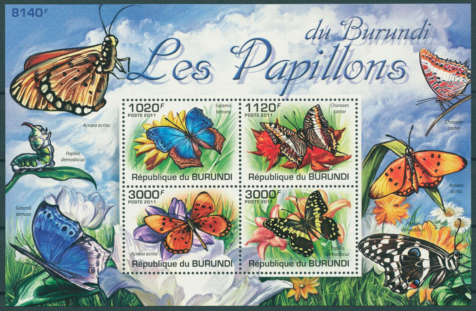 Burundi 2011 MNH Butterflies Stamps Swallowtail Charaxes Butterfly 4v M/S