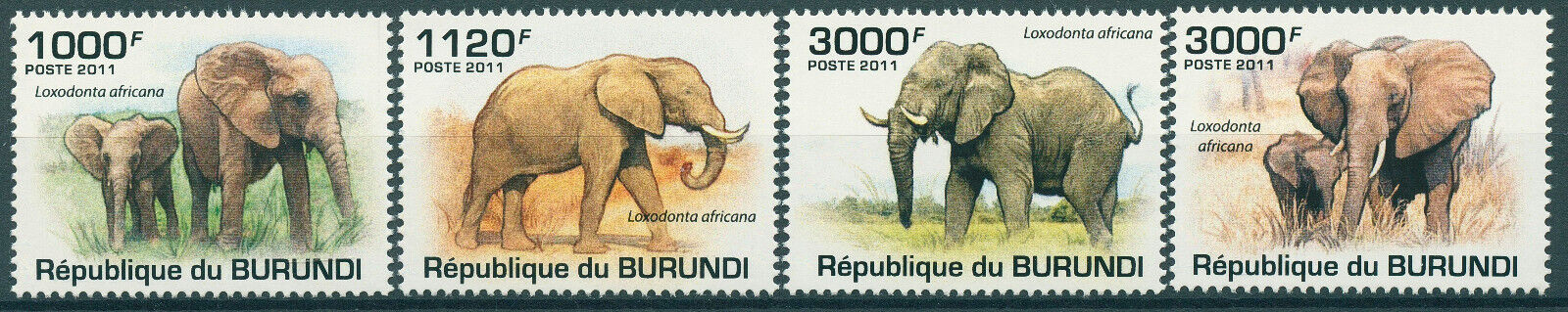 Burundi 2011 MNH Elephants Stamps African Bush Elephant Wild Animals 4v Set