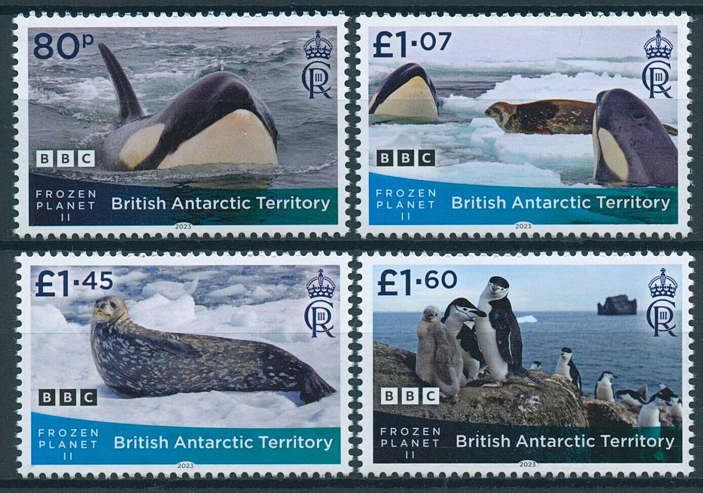 BAT 2023 MNH Marine Animals Stamps BBC Frozen Planet II Penguins Whales 4v Set