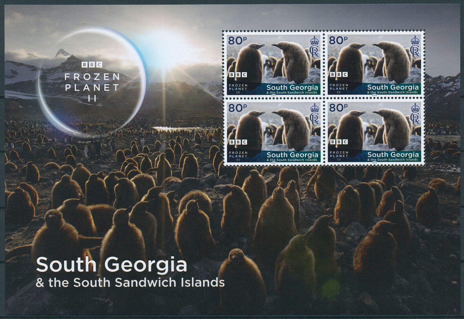 South Georgia SGA 2023 MNH Birds Stamps BBC Frozen Planet II Penguins 4x 4v M/S